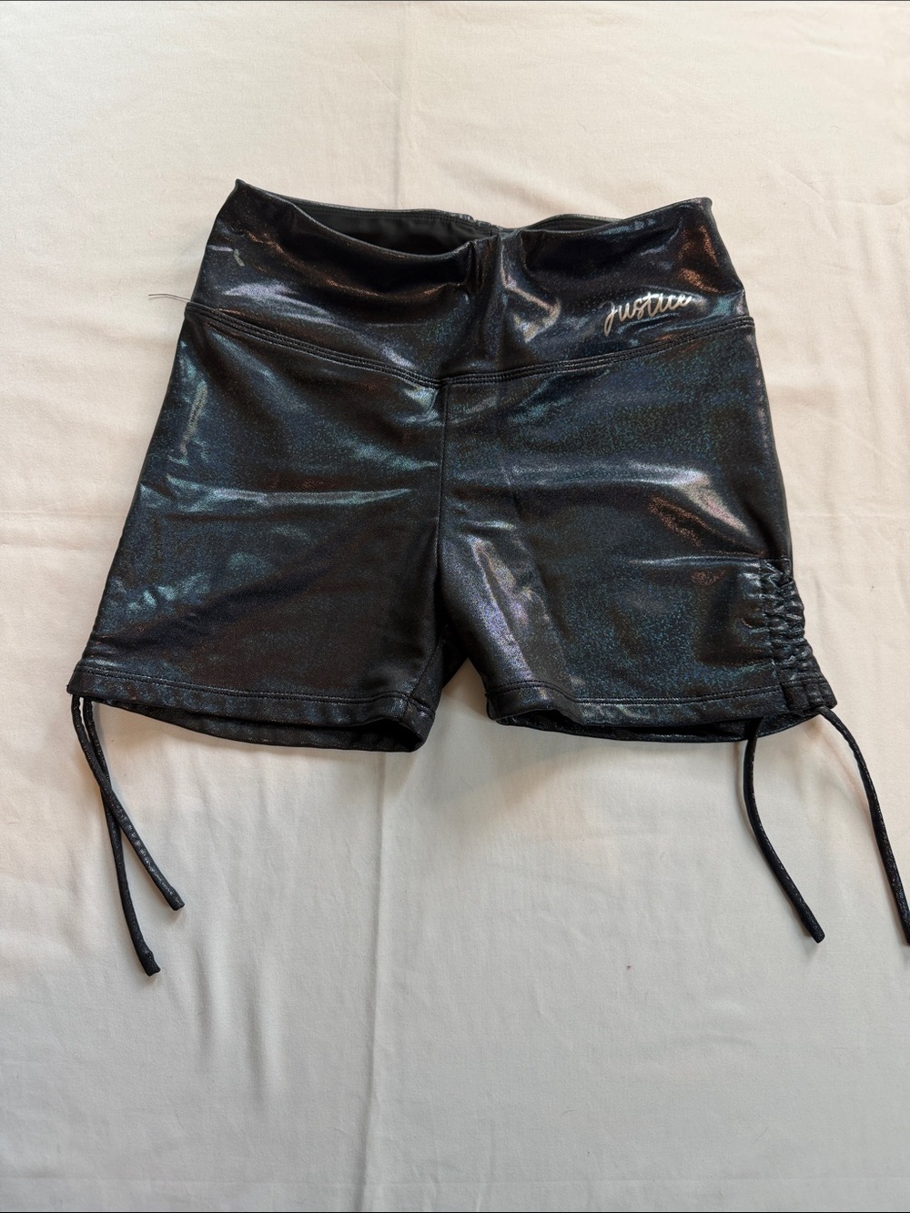 Justice Black Shimmer Drawstring Dance Shorts